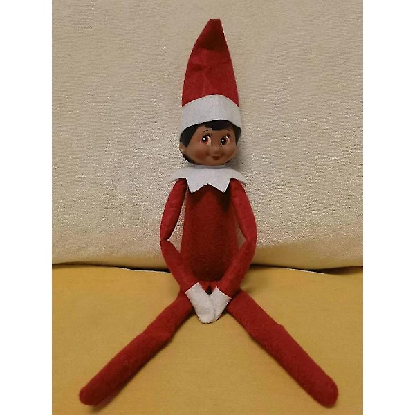 Elfdocka Juldekoration Barnpresent Överraskning Plyschleksak Semester Reindeer Alver Rosa Röda Färger Brown face girl