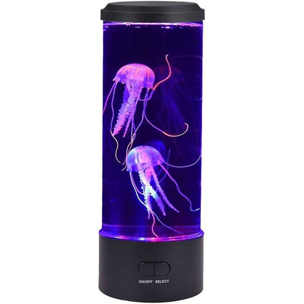 Flerfarvet LED vandmænd lavalampe, USB-opladningsnatlampe, rund skrivebordslampe til hjemmekontor, skrivebordsindretning