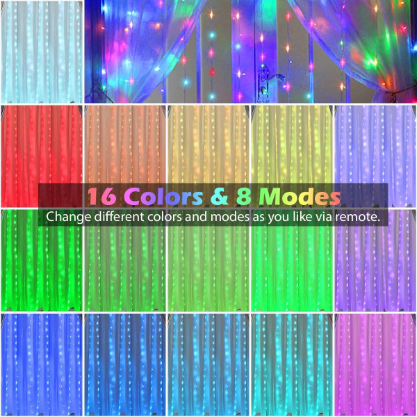 300 LED-vinduer 16 farver 8 farver Farve