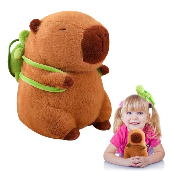 23 cm Capybara-nukke kilpikonnan kanssa istuma-asennossa Vesijumppauspehmolelu Capybara-tyynynukke