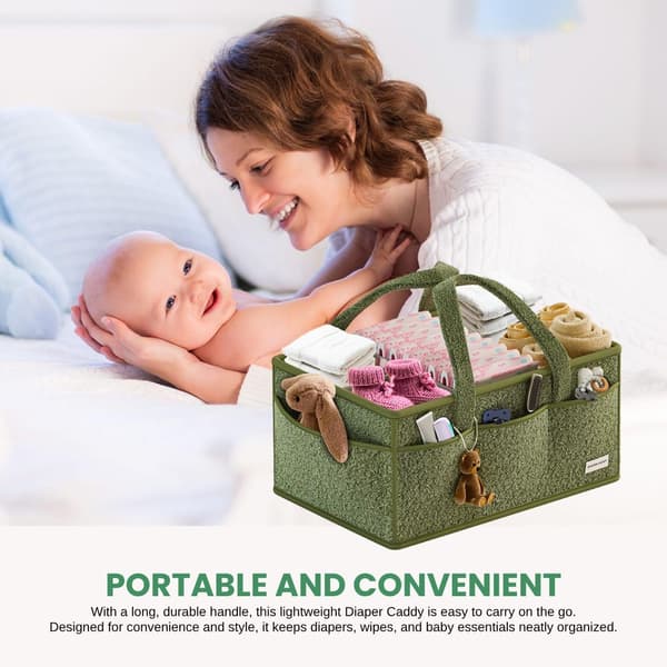 Diaper Storage with Handle - Baby Basket Diaper Organizer for Nursery & Travel