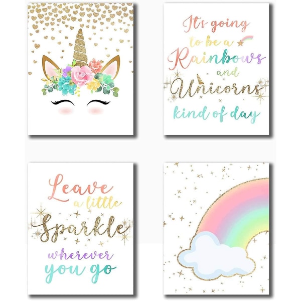 Rainbow Unicorn Theme Art Prints (8"X10" Canvas Picture)