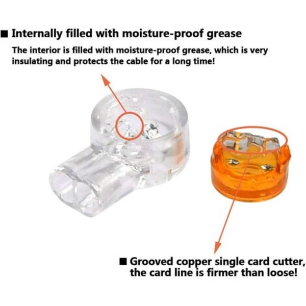 200 stk kabelforbindelser K1 samlemuffe med gelforsegling 2-tråds terminalbygel til telefon- og computerbrug