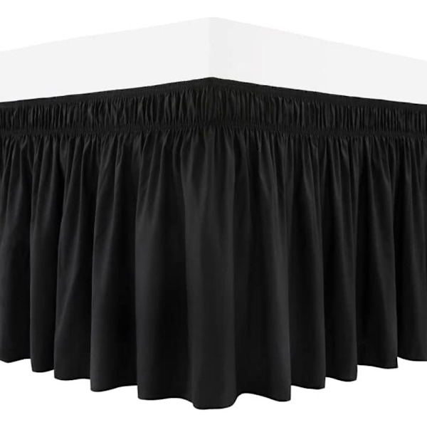 Elastisk Sängkjol med Volanger, Svart