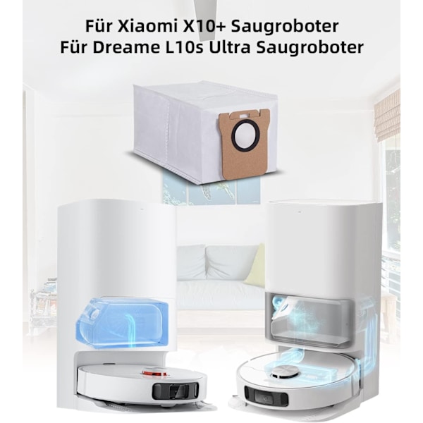 10 st dammsugarpåsar för Xiaomi X10+ & Dreame L10s Ultra / L10 Ultra / L20 Ultra