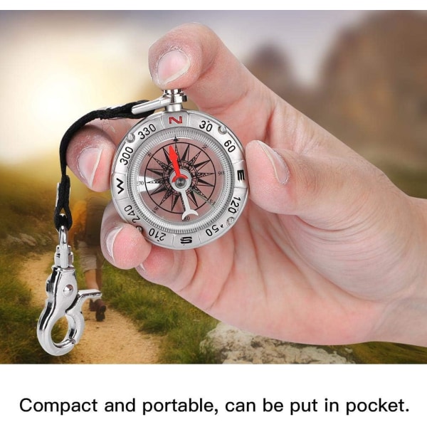 Mini kompass kompass med nøkkelring bærbar kompasslomme i legering
