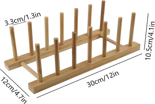 Pannställ Bambu Tallrikshållare 30x12 cm 7 Fack Köksförvaring
