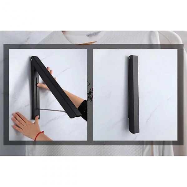 2-pack - Svart infällbar klädstång - Väggmonterad klädhängare - XF8-