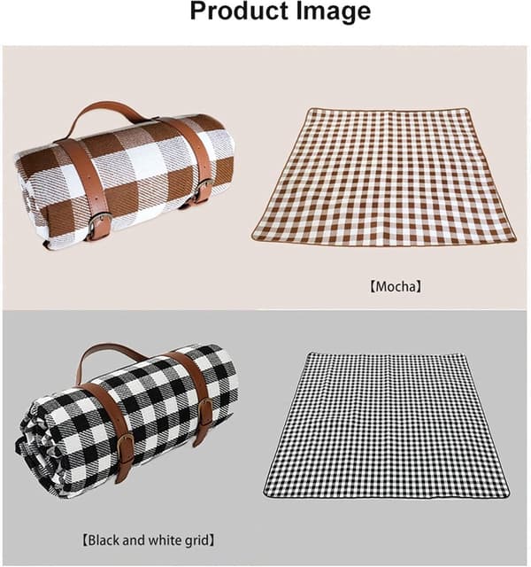 Vandtæt picnictæppe 200x200 cm Sammenfoldeligt Sandfrit Bærbart Udendørstæppe til Camping Strand red and white grid 200 cm x 200 cm