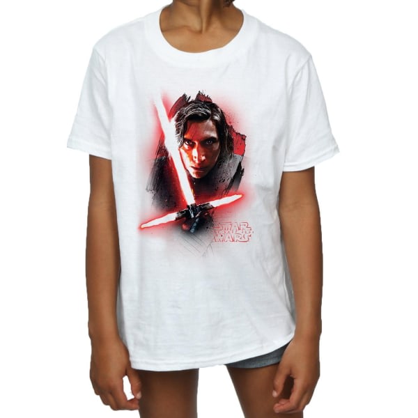 Star Wars Girls The Last Jedi Kylo Ren T-shirt i borstad bomull 5 White 5-6 Years