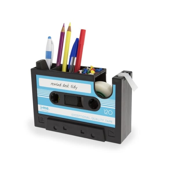 Tejpdispenser med pennhållare, The Retro Cassette Heat Tape Dispenser, Söt rullhållare med 1 rulle
