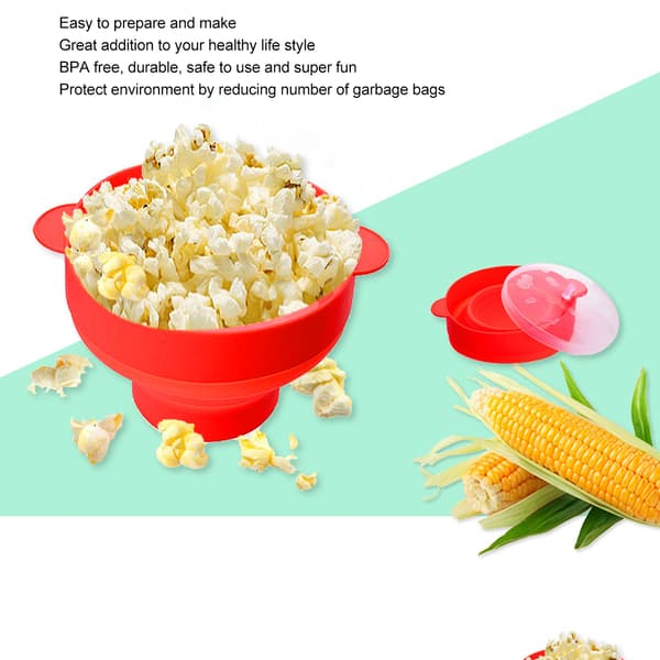 Microwave Popcorn Popper Silicone Foldable Bowl Maker High Temperature Resistant with Handle-FF-