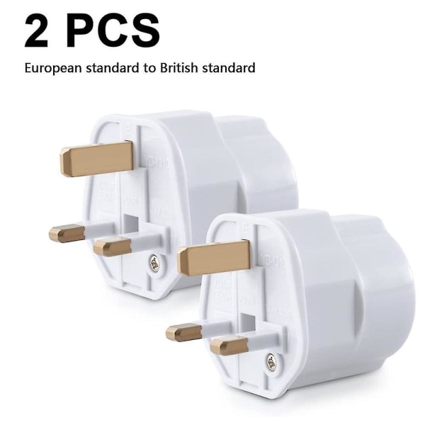 2x Reseadapter Adapter Stik Til England - Resekontakt Power Eu Till Uk Socket - Resekontakt Hvid
