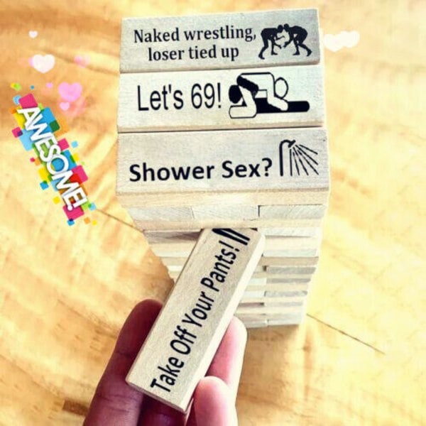 Super Naughty Block Tower Spill Paraktiviteter & Date Night Idéer 48X Block-XF4-