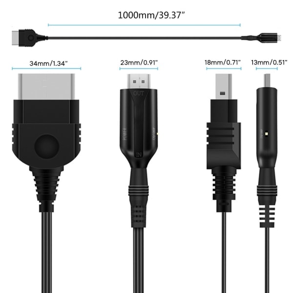 1080P Xbox til HDMI-kompatibel Video Audio Converter Adapter Spil High Definition Link Kabel TV-Monitor Projektor Holdbar