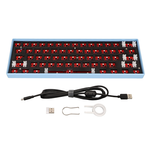 61-tangenters mekaniskt tangentbord DIY-kit stöder trådlöst 2.4G BT 3.0 5.0 Typ C trådbundet modulärt mekaniskt speltangentbord med RGB Blue