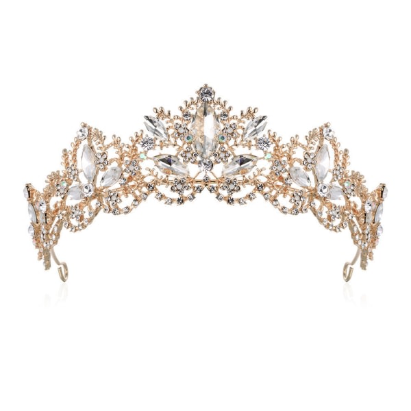 Princess Crystal Queen Crown (gull), Rhinestone Princess Hair Or