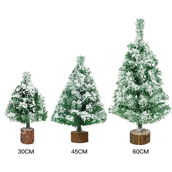 26 cm kunstigt miniature juletræ med træbund