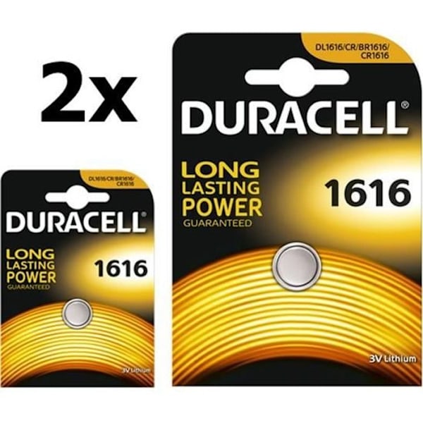 2 Duracell CR1616 litiumakkuja