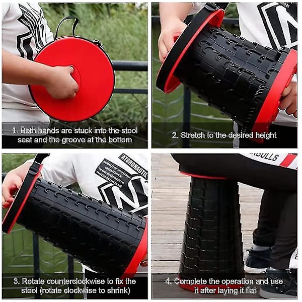 Bärbar hopfällbar pall - Hopfällbar plastpall för camping - Hopfällbar sits - 150 kg lastkapacitet