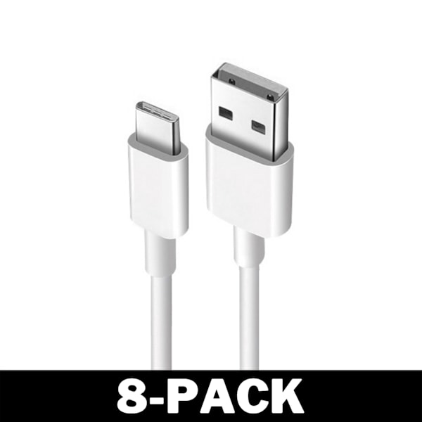 Snabbladdningskabel USB-C Extra Lång / Laddare 8-Pack Vit