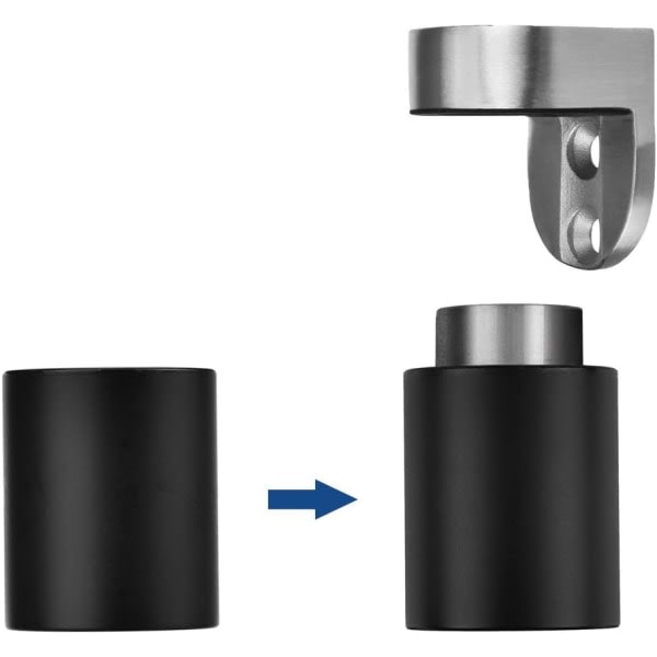 Ljudreducerande magnetisk dörrstoppare i rostfritt stål med ljudisolerande gummi, golvmonterad