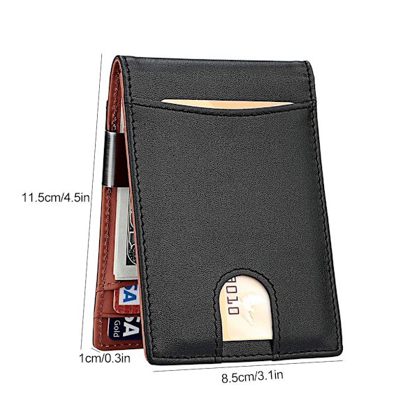 Pengaklipp Plånbok Herr Slim Front Pocket RFID-Blockerande Korthållare Bifold Plånbok