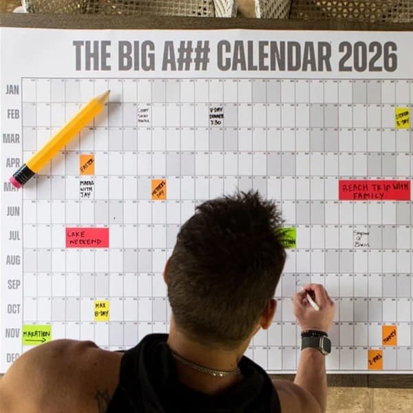 Sletbar vægkalender 2026 Stor årsplanlægger Pink
