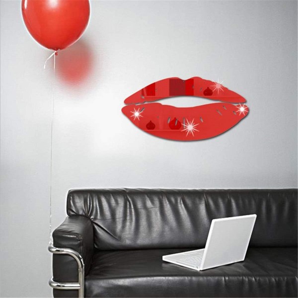 Väggdekal, 4st DIY Moderni 3D Kiss Lip Mirror Väggdekal