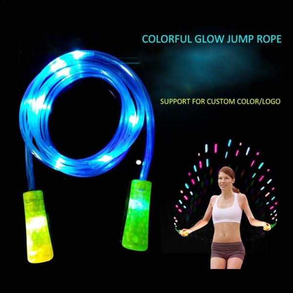 Flashing Glow Jump Rope on upea leikkaus navetta tai vuxna Speed ​​​​Rope on täydellinen konditionsträning hemma Elektroniskt hopprep ，Blå