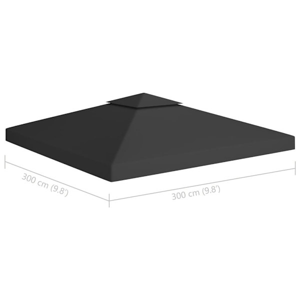 vidaXL Paviljongtak med ventilation 310 g/m² 3x3 m svart black 4090