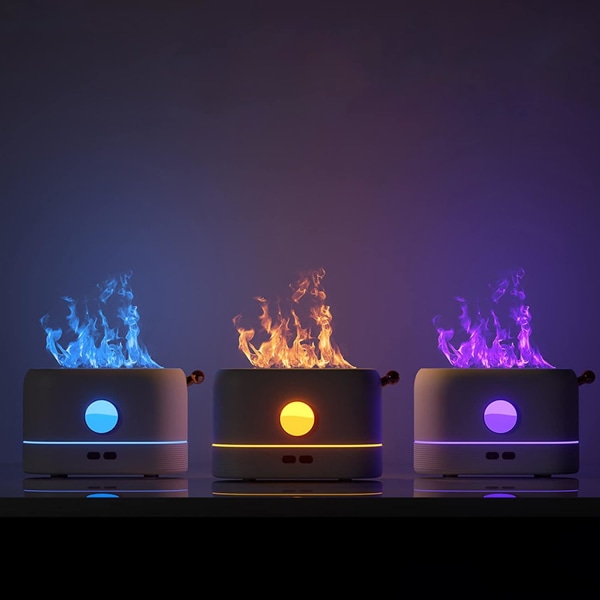 Simulering Flame Aromaterapi Diffuser Lamp Luftfuktare grønn