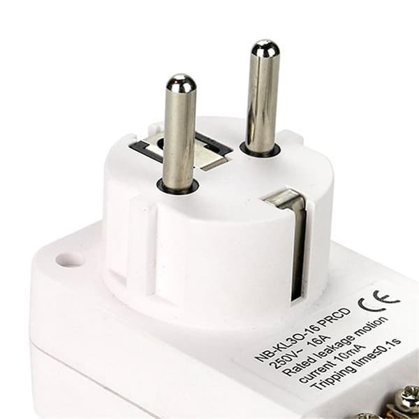 Residual Current Device Personal Protection Plug Replacement Plug 10mA Residual Current Circuit Breaker 16Amp EU Plug-FF- White