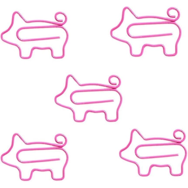 Rosa pappersklämmor Söt djur grisformade bokmerkesklämmor Sidmarkør for kontor, skole, hem Praktisk og populær