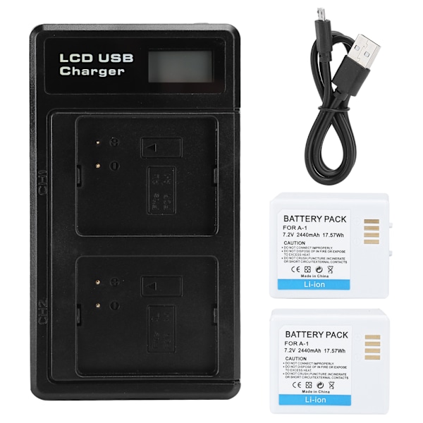 A-1 Batteri med LCD-lader med Doble Plasser for Arlo Pro/ Pro 2 VMA4400 2440mAh