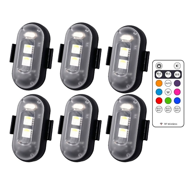 8 Farver LED Strobe Lights Flyvemaskinelys 6PCS 6PCS 6Pcs