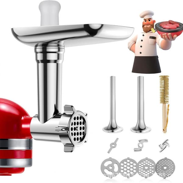 Køkkenmaskine Kødhakker og Pølsestopper Tilbehør, Rustfrit Stål med Småkageform og 5 Plader 2