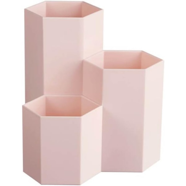 Hexagonal plast Pennlåda Förvaringslåda Bordsborste Förvaring Pink