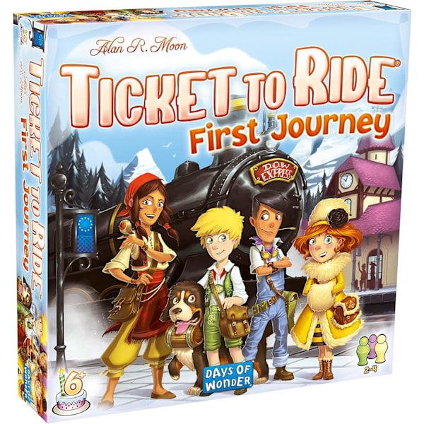 Days of Wonder | Ticket to Ride First Journey Europa Brætspil | Alder 6+ | For 2 til 4 spillere | Gennemsnitlig spilletid 15-30 minutter