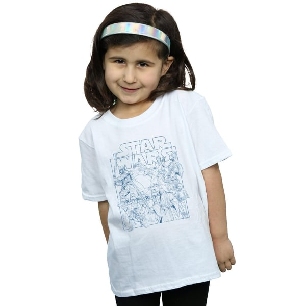 Star Wars Girls Outlined Sketch T-paita puuvillaa 5-6 vuotta Valkoinen 5-6 vuotta