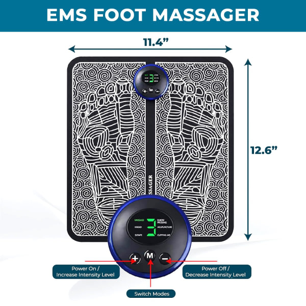 EMS Foot Massager - EMS Fod Massager og Cirkulations Booster - Fod Massager - Electrapy Massager til Fod - Fod Massager til Circulation Booster