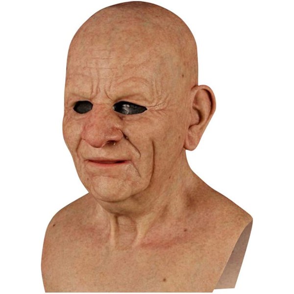 Halloween latexmask - gammal man dekor realistisk ansiktsmask för mänsklig rynka-XF1- E