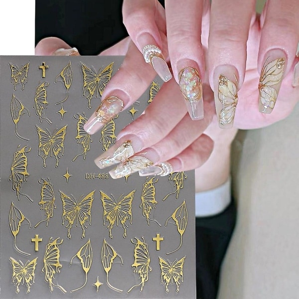 6 ark 3d Butterfly Nail Stickers För Nail Art 3D Nail Decals Självhäftande Nail Art Supplies för Nail Designer Women