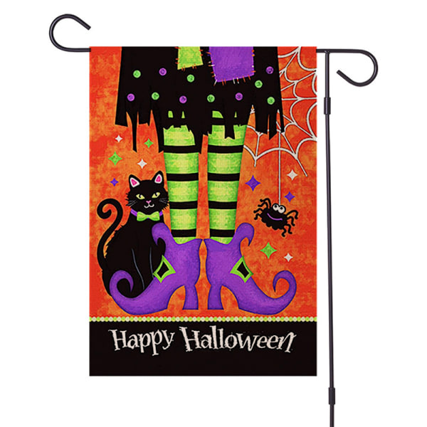 Halloween-puutarhabanneri, pellava kaksipuolinen pystysuora Halloween-kuistin koristelu, Halloween-puutarhan lippukyltti 12,5" x 18" C-010 12" x 18"