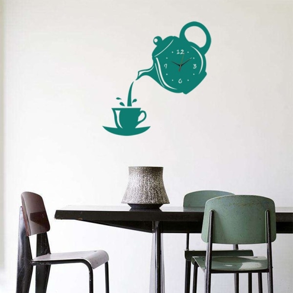 Seinäkellot Creative Diy Akryyli kahvikuppi Teekannu 3D koriste