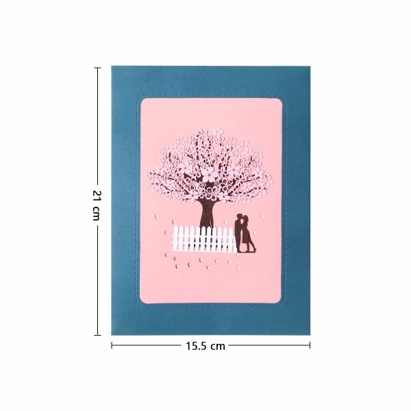 3D-kort, pop-up-kort med romantiske elskere under kirsebærtræet, mors dag-kort, jubilæumskort, valentinsdag