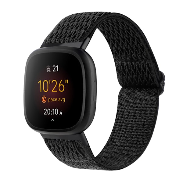 Vevd nylonarmbånd Fitbit Versa 3/Sense Svart