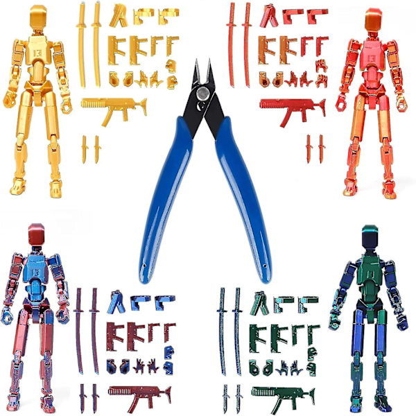 T13 Actionfigur, Titan 13 3D-tryckt Actionfigur, Lucky 13 Actionfigur, Nova 13 Actionfigur Dummy 13 Actionfigur 4 Pack