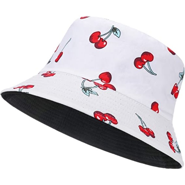 Bucket Hat Bomuld Summer Fisherman Hat til kvinder Mænd, (Cherri