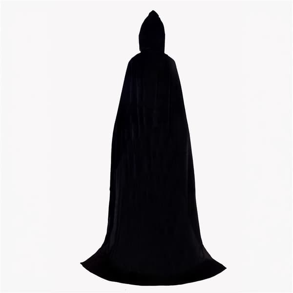 Sort hætteklædt Darth Vader-kappe til middelalder-, cosplay- og halloweenkostume (L)-FF-